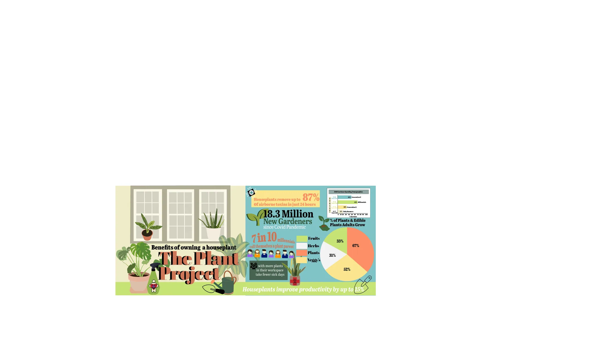 The Plant Project infographic layout about the benefits of houseplants