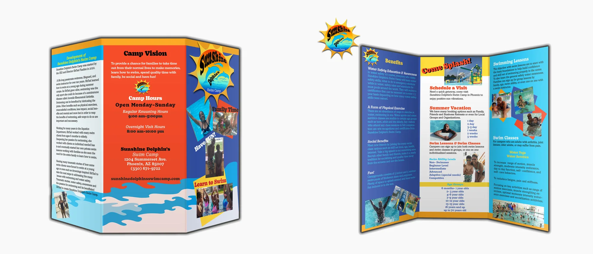 Camp Vision trifold brochure design shown open and folded